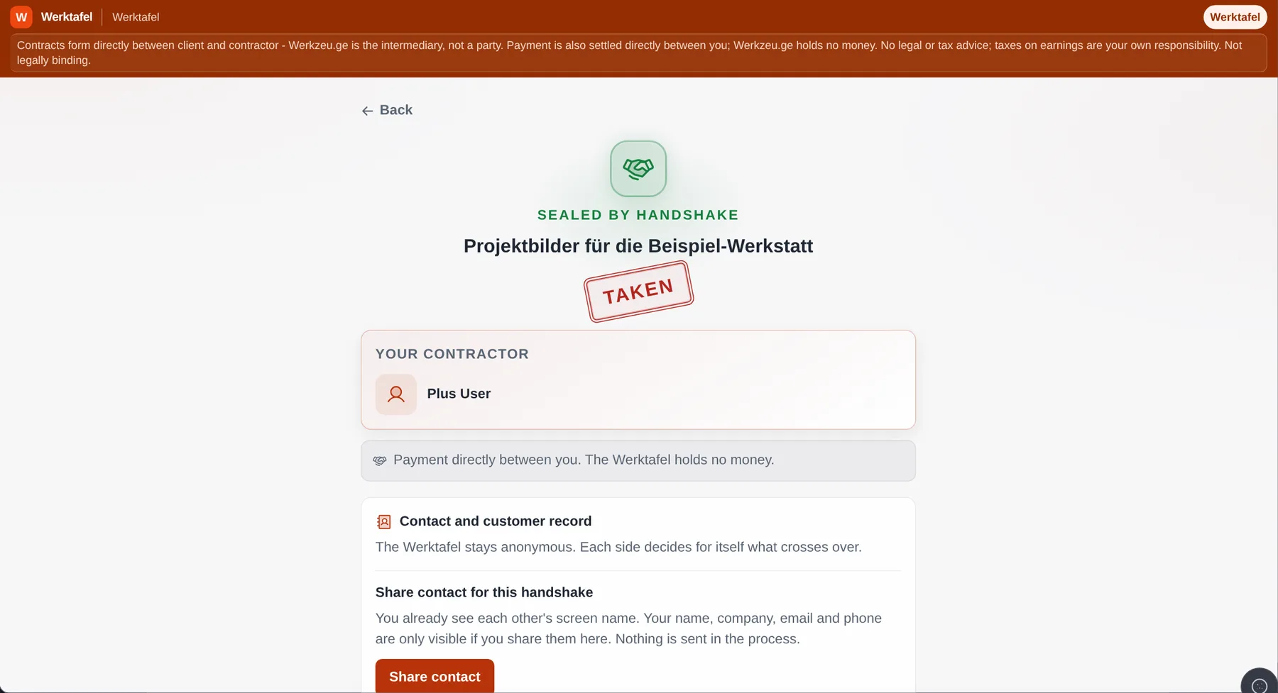 Werktafel: Connect. A handshake makes the next step deliberate.