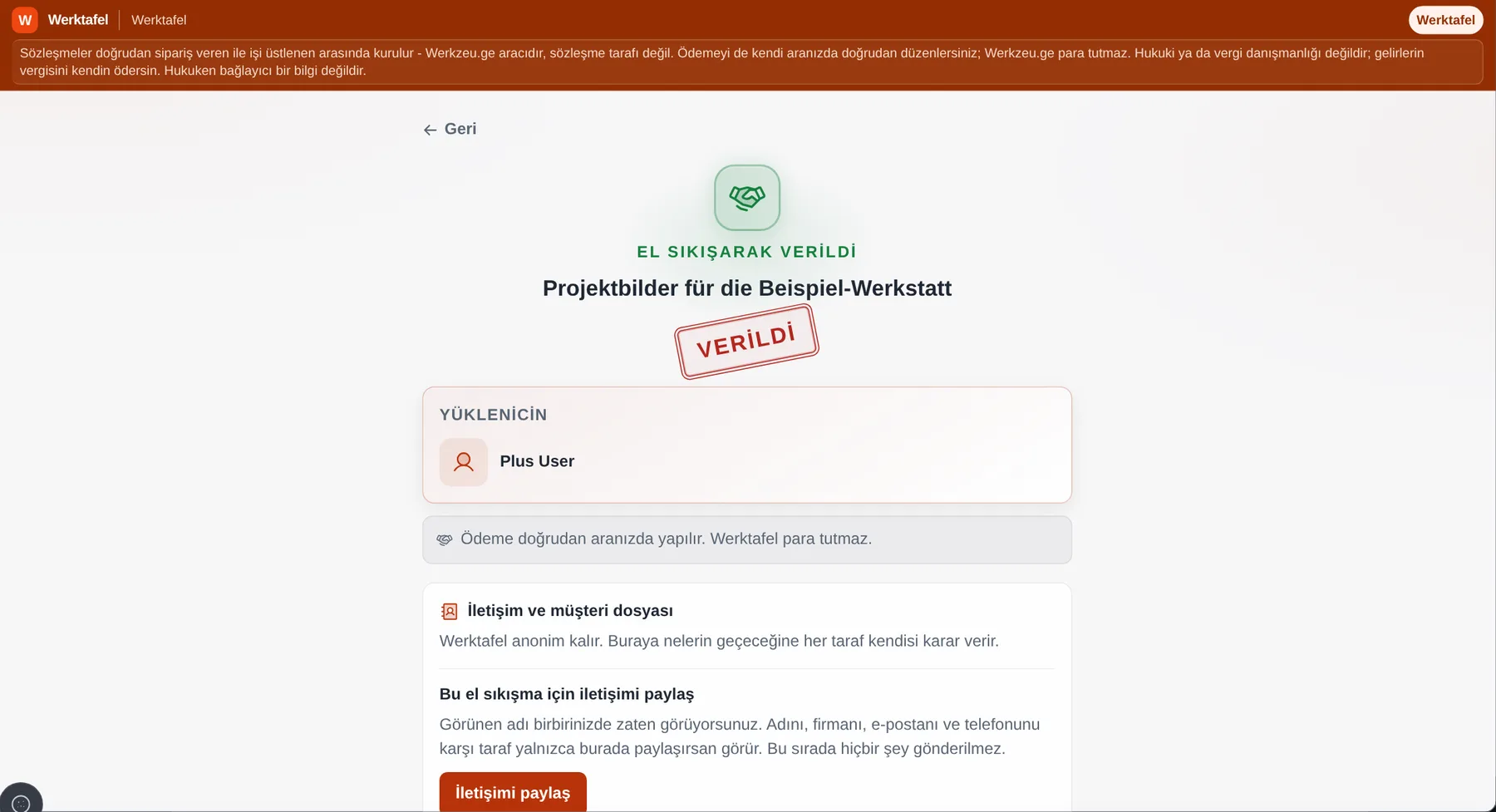 Werktafel: Bağlan. El sıkışma, sıradaki adımı bilinçli kılar.